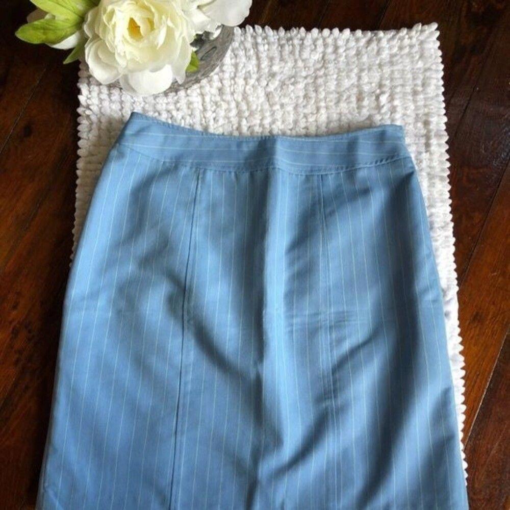 Tower Hill Collection Light Blue with Lime Green Pin Stripes Skirt - Size 10